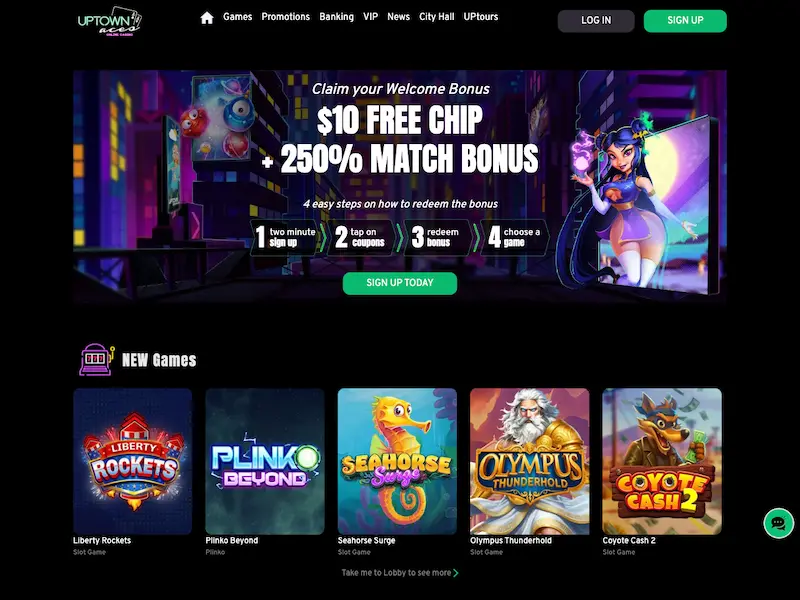 uptown aces casino homepage